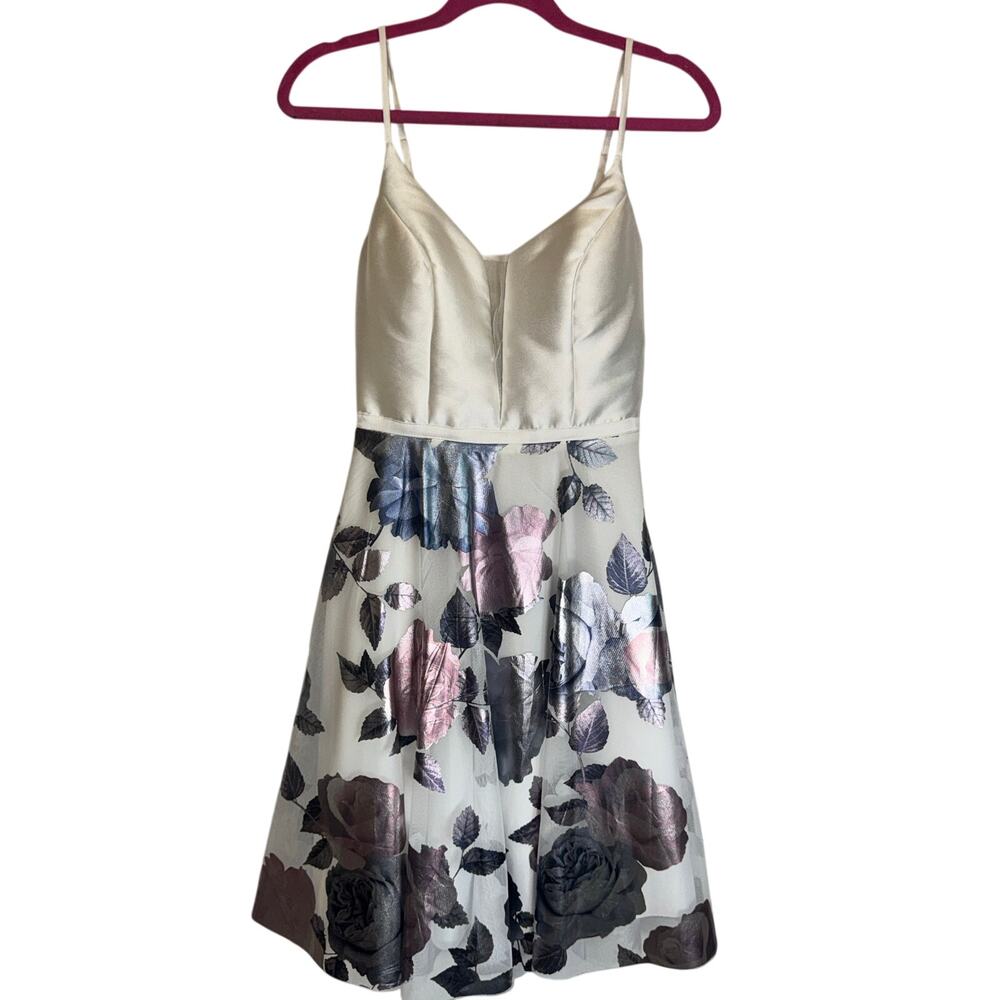 Say Yes to the Prom Floral Satin Fit & Flare Dress Size 5 Formal Party Dress